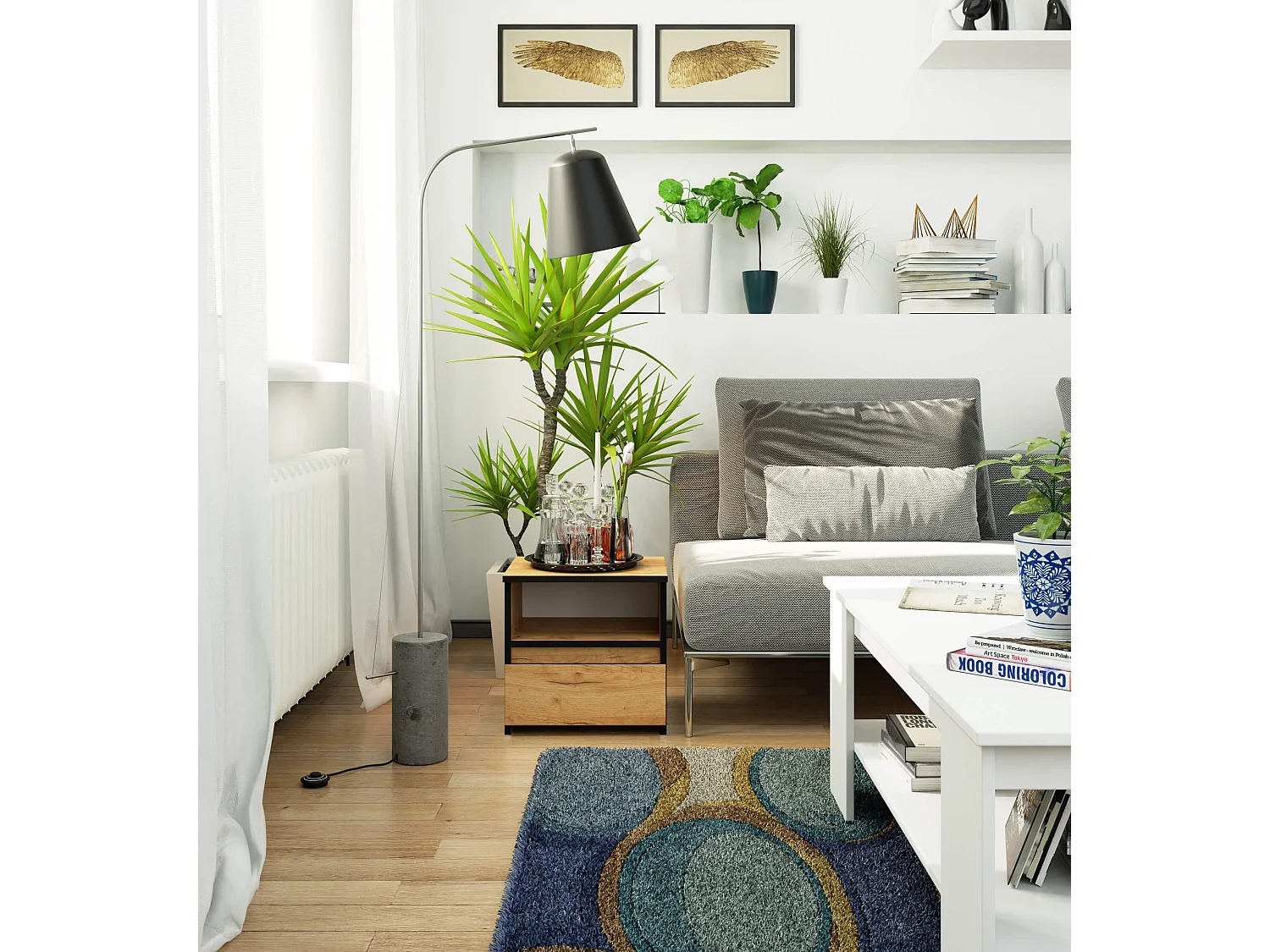 Cômoda Carvalho CL1 com Gaveta e Prateleira, 40x40x35 cm, Montagem DIY