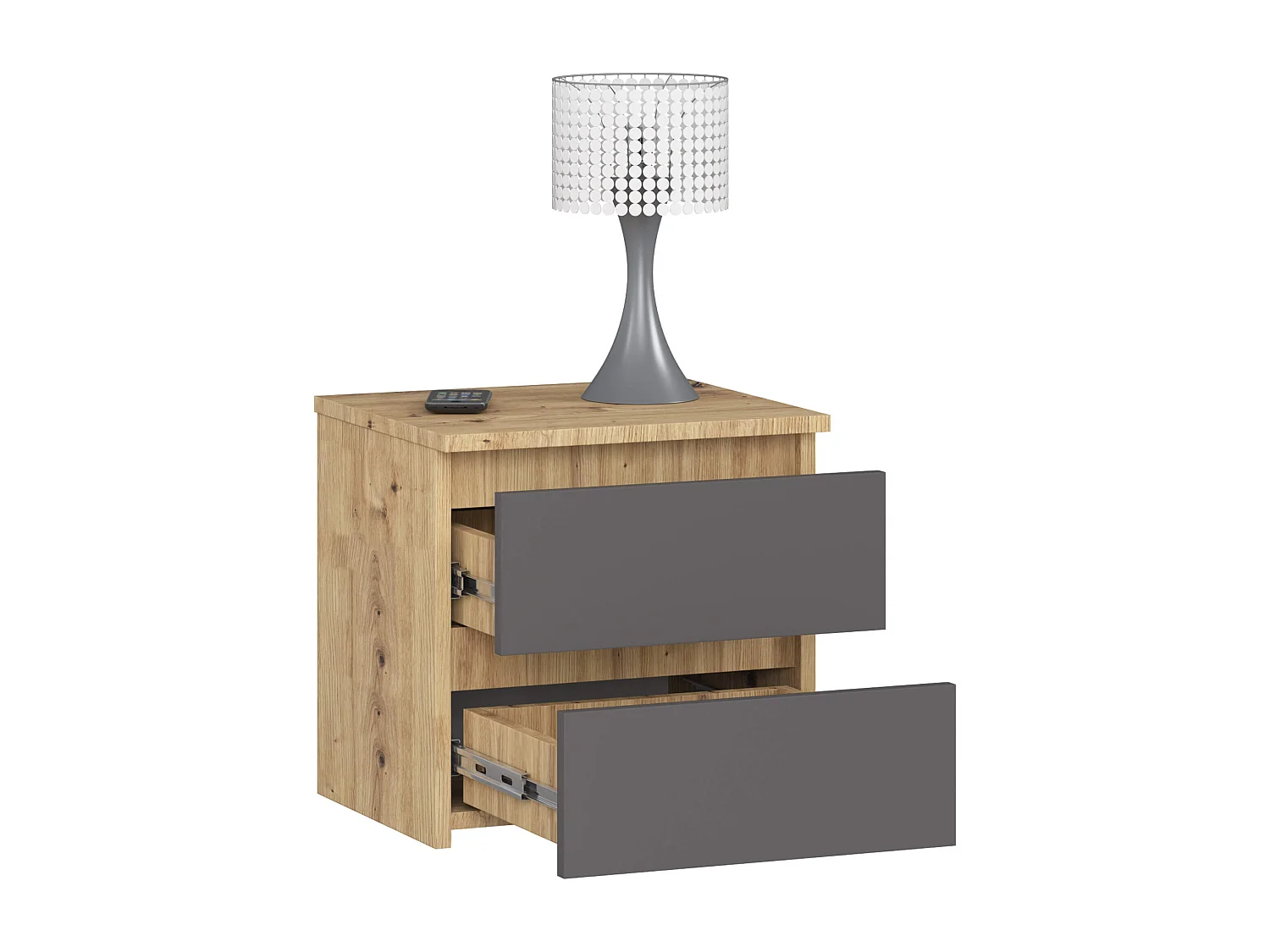 Cômoda Compacta 2 Gavetas Artisan Cinza 40x40x35cm