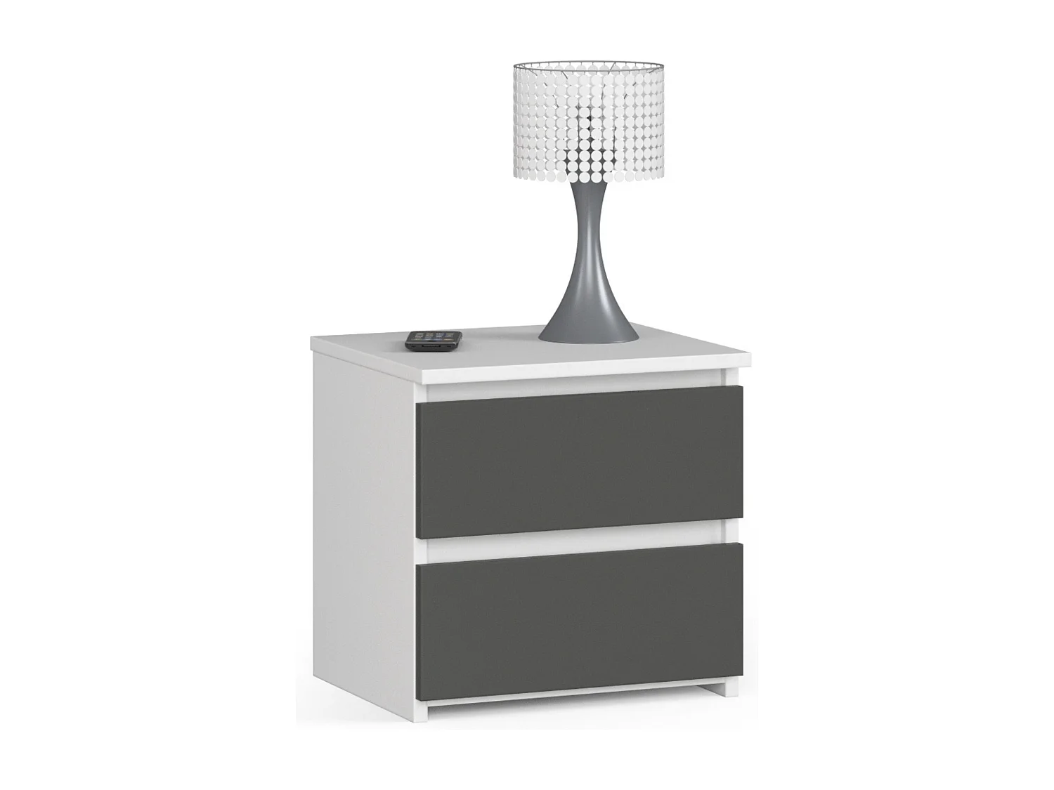 Cômoda Moderna 2 Gavetas Branca/Cinza Grafite - Sistema de Móveis CL2