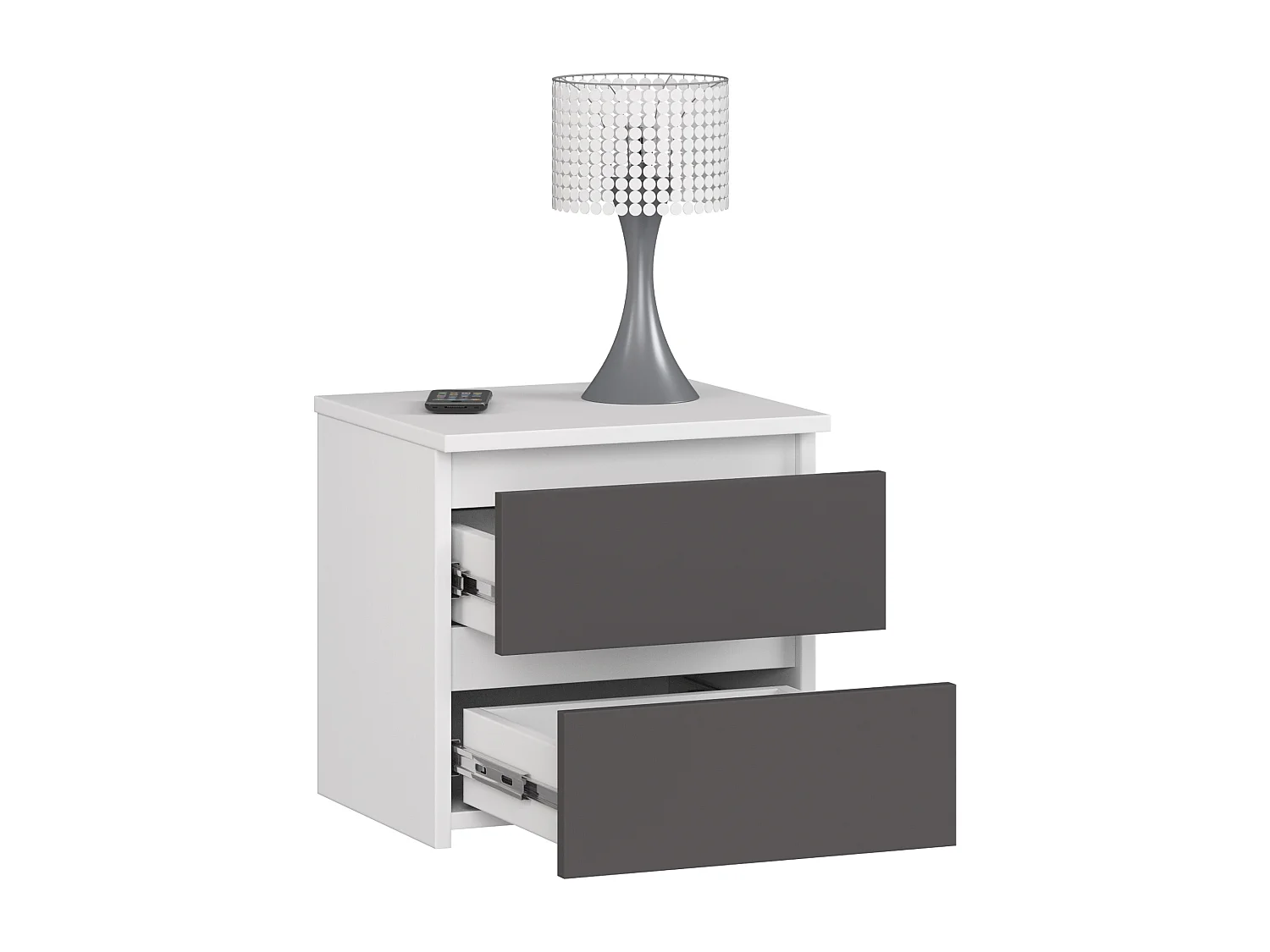 Cômoda Moderna 2 Gavetas Branca/Cinza Grafite - Sistema de Móveis CL2