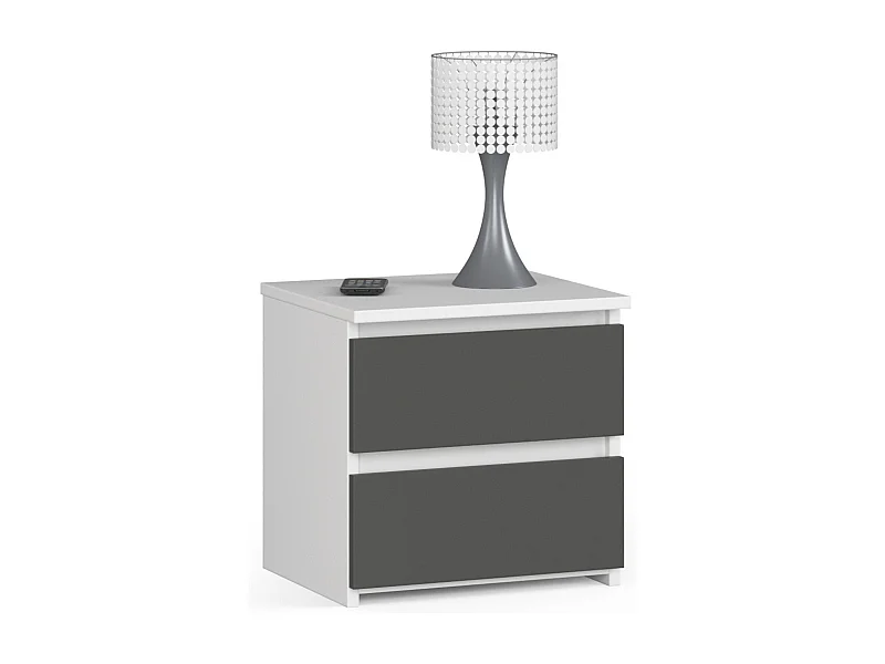 Cômoda Moderna 2 Gavetas Branca/Cinza Grafite - Sistema de Móveis CL2