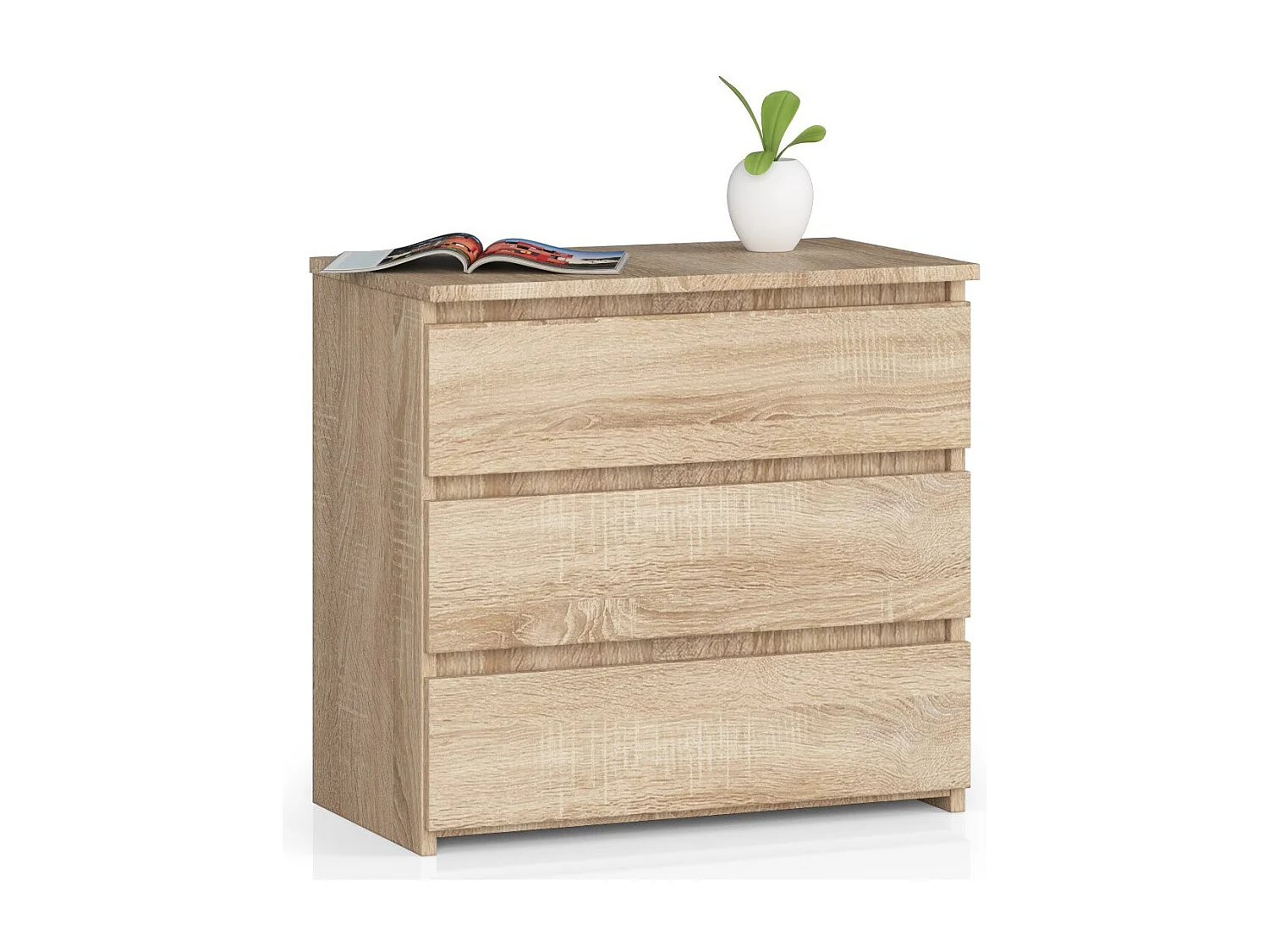 Cômoda Modern Sonoma Carvalho 3 Gavetas - Acabamento Matte