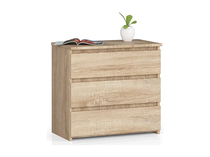 Cômoda Modern Sonoma Carvalho 3 Gavetas - Acabamento Matte