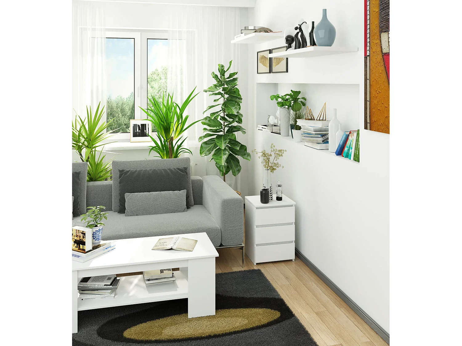 Cômoda de 3 Gavetas Modern Bia - Branca, Laminada, Auto Montagem, 40x57x35 cm