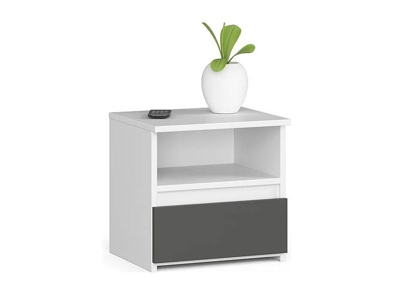 Cômoda Moderna CL1, Branco/Grafite, 40x40 cm, Gaveta com Bloqueio, Puxador ABS, Montagem Fácil