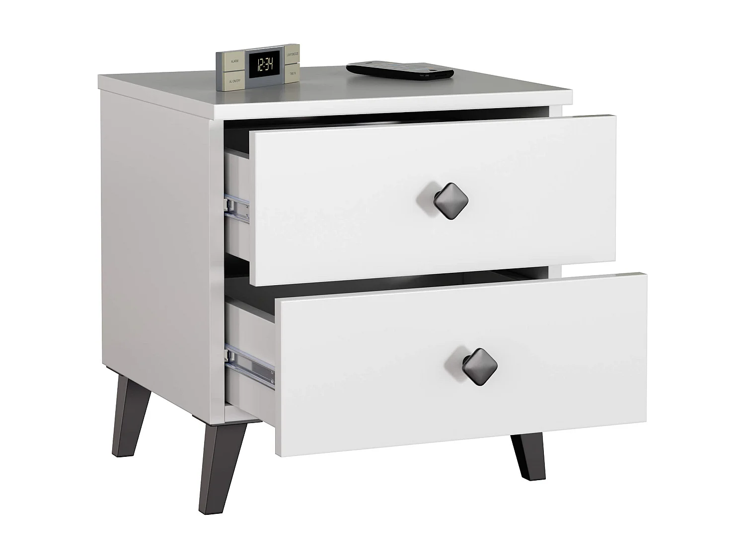 Cômoda Bicolor MOBI K-02 com 2 Gavetas, Branco e Preto, 40x43x37 cm
