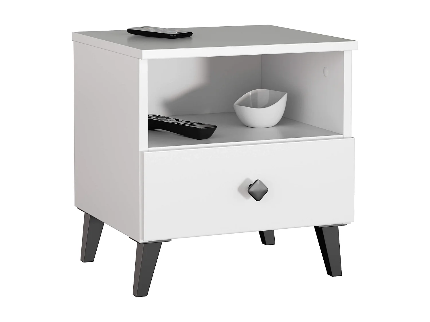 Cômoda MOBI K-01 Branco e Preto com Gaveta e Prateleira