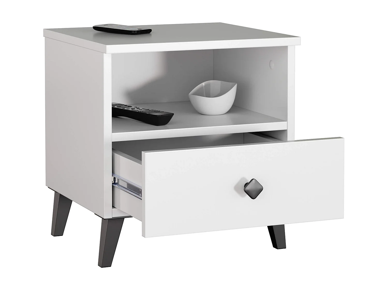 Cômoda MOBI K-01 Branco e Preto com Gaveta e Prateleira