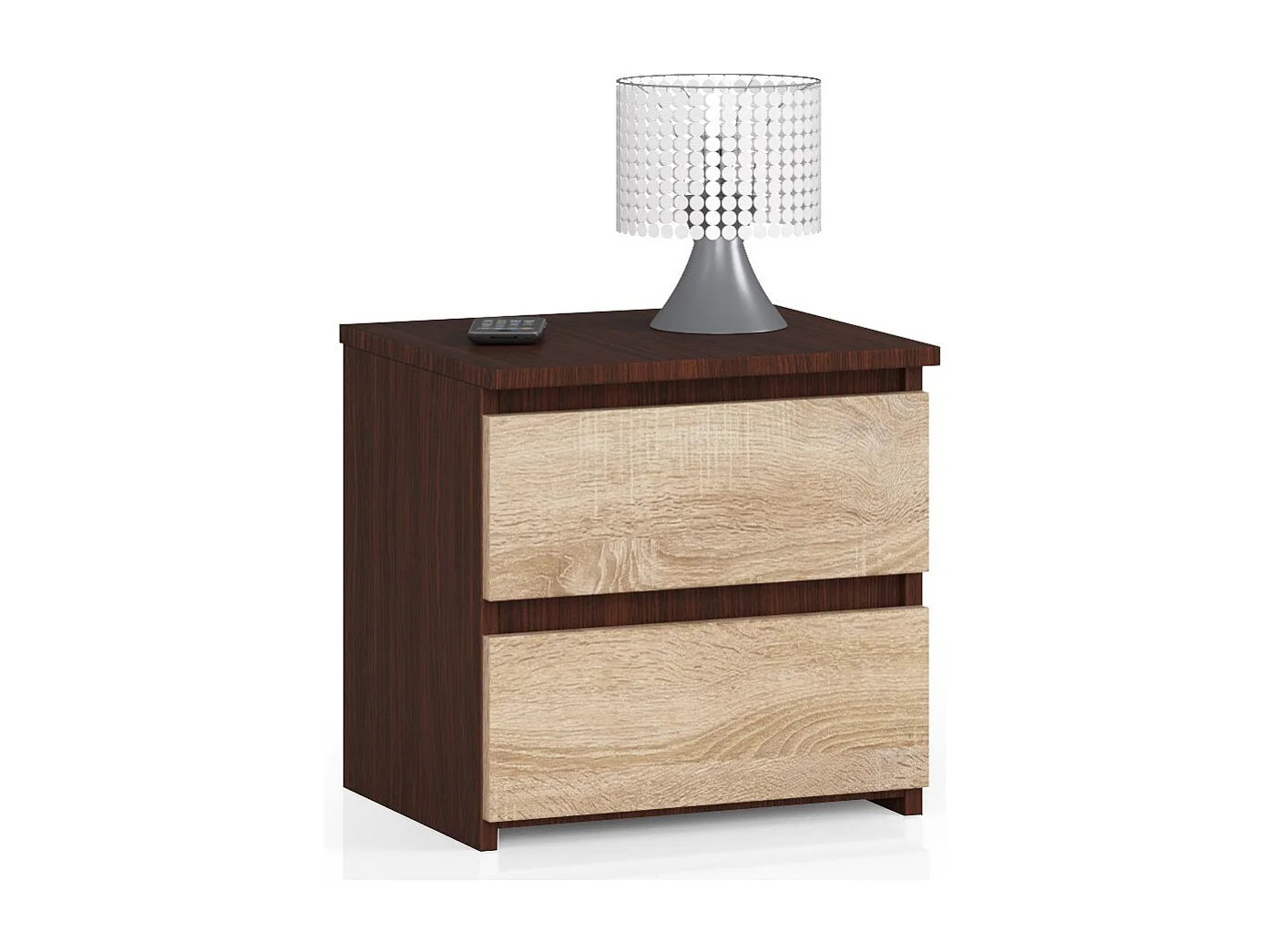 Cômoda Moderna 2 Gavetas em Wenge/Sonoma, Montagem DIY