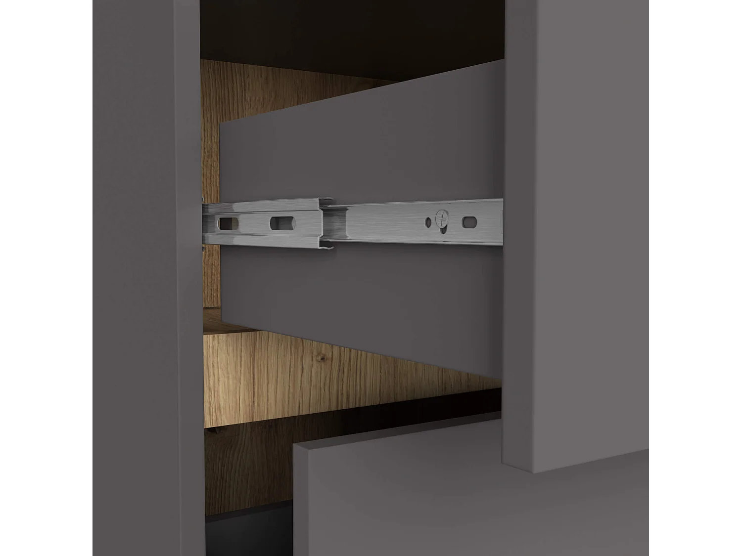 Gabinete Suspenso VAMI 90cm Grafite/Carvalho Artesanal p/ Pia - 2 Gavetas 2 Prateleiras