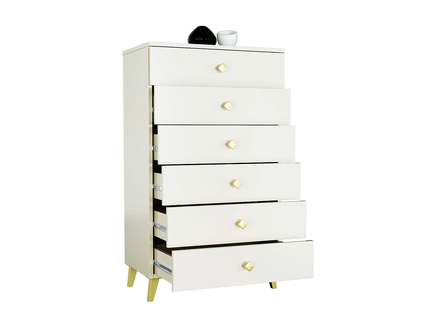 Cômoda MOBI K-06 em Kaszmir Dourado com 6 Gavetas - Montagem Fácil e Sofisticação