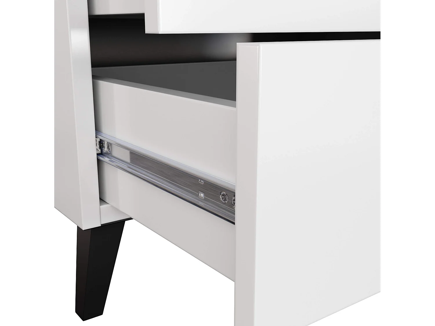 Cômoda Moderna MOBI K-04, Branco e Preto, 4 Gavetas, 60x73x37 cm