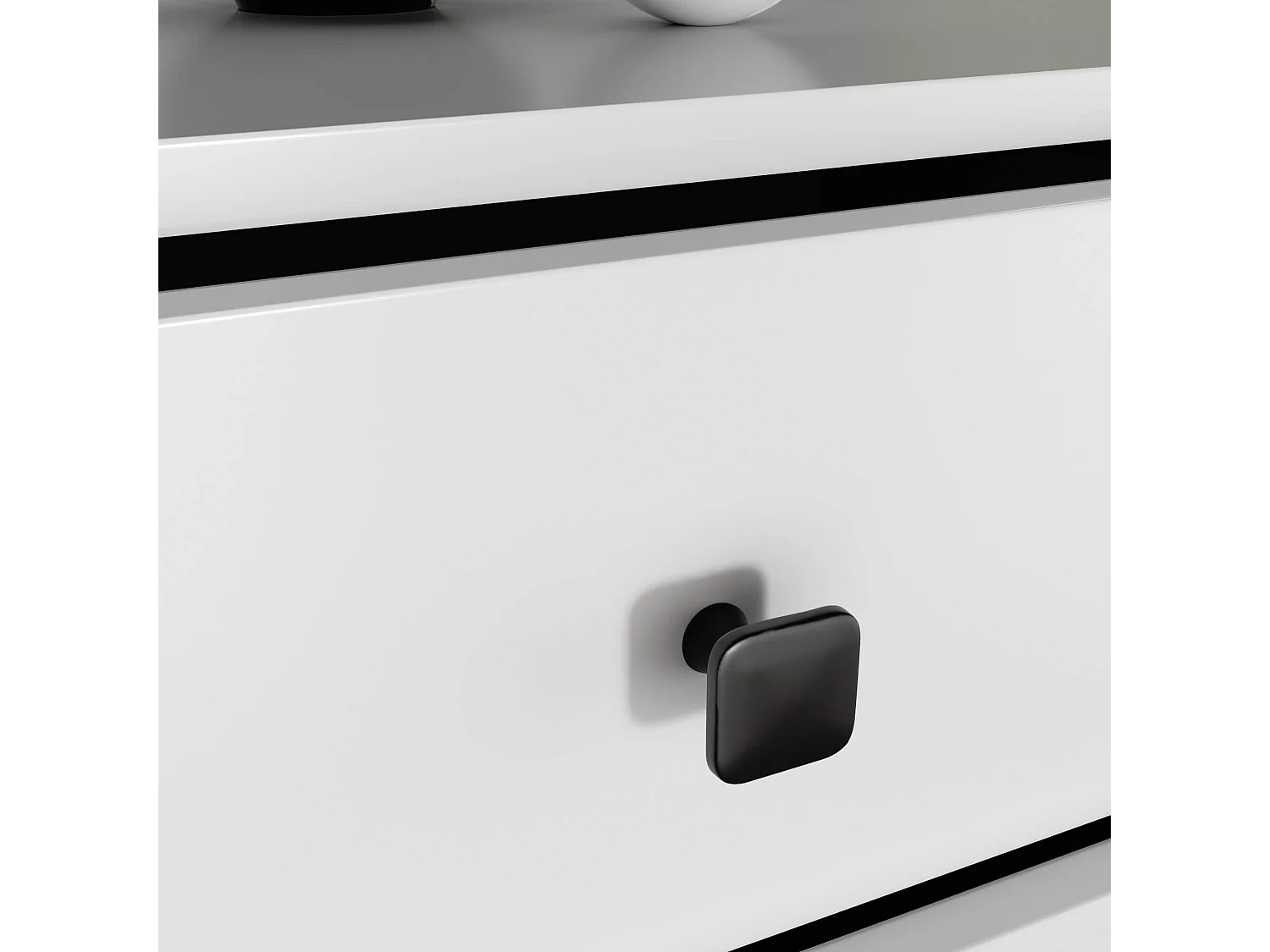 Cômoda Mobi K-06 Branco Preto com 6 Gavetas, Acabamento Fosco, Montagem DIY