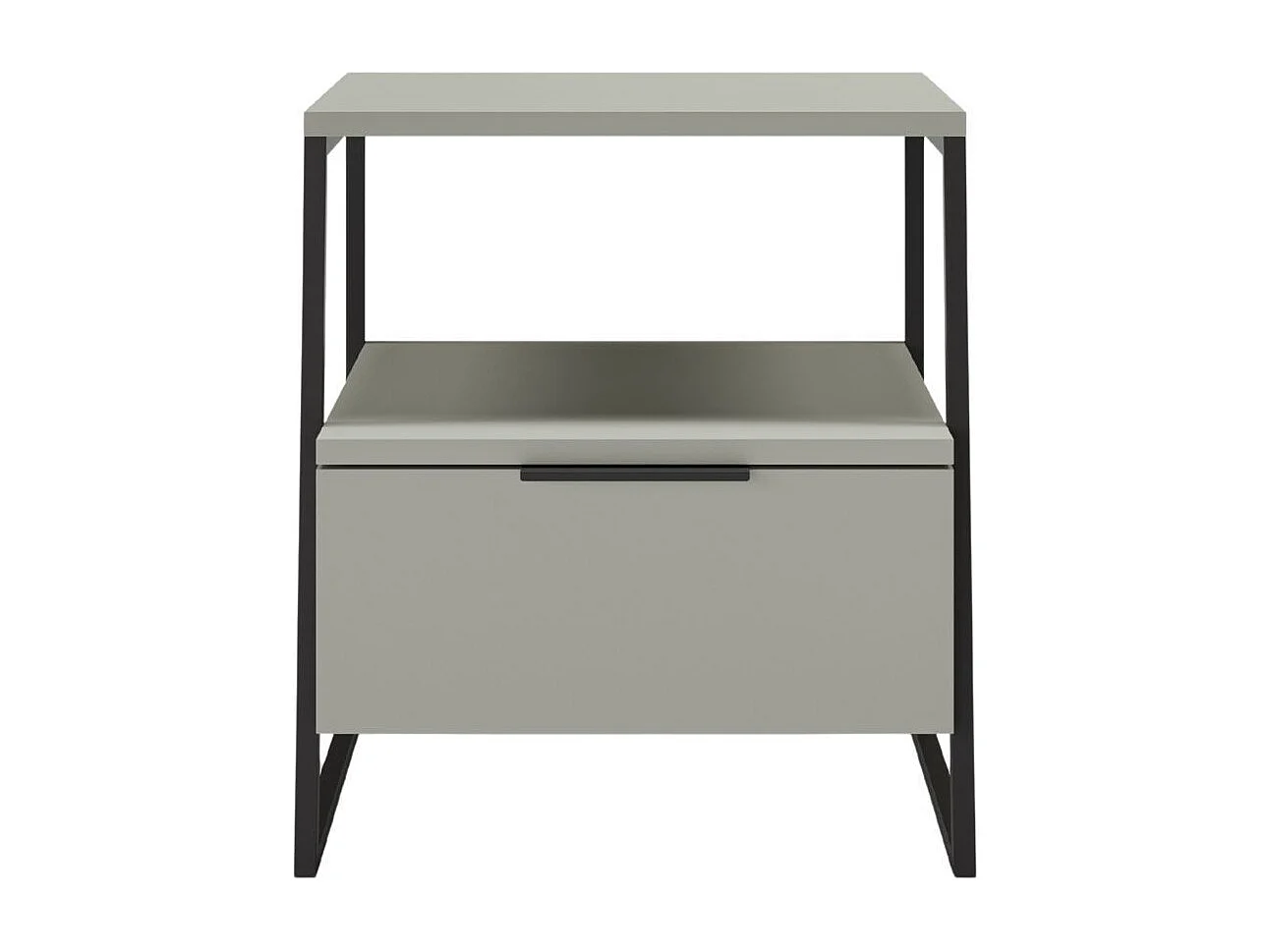 Chevet 2 niveaux avec 1 tiroir en mélaminé vert sauge et structure en métal laqué noir - VELIANI