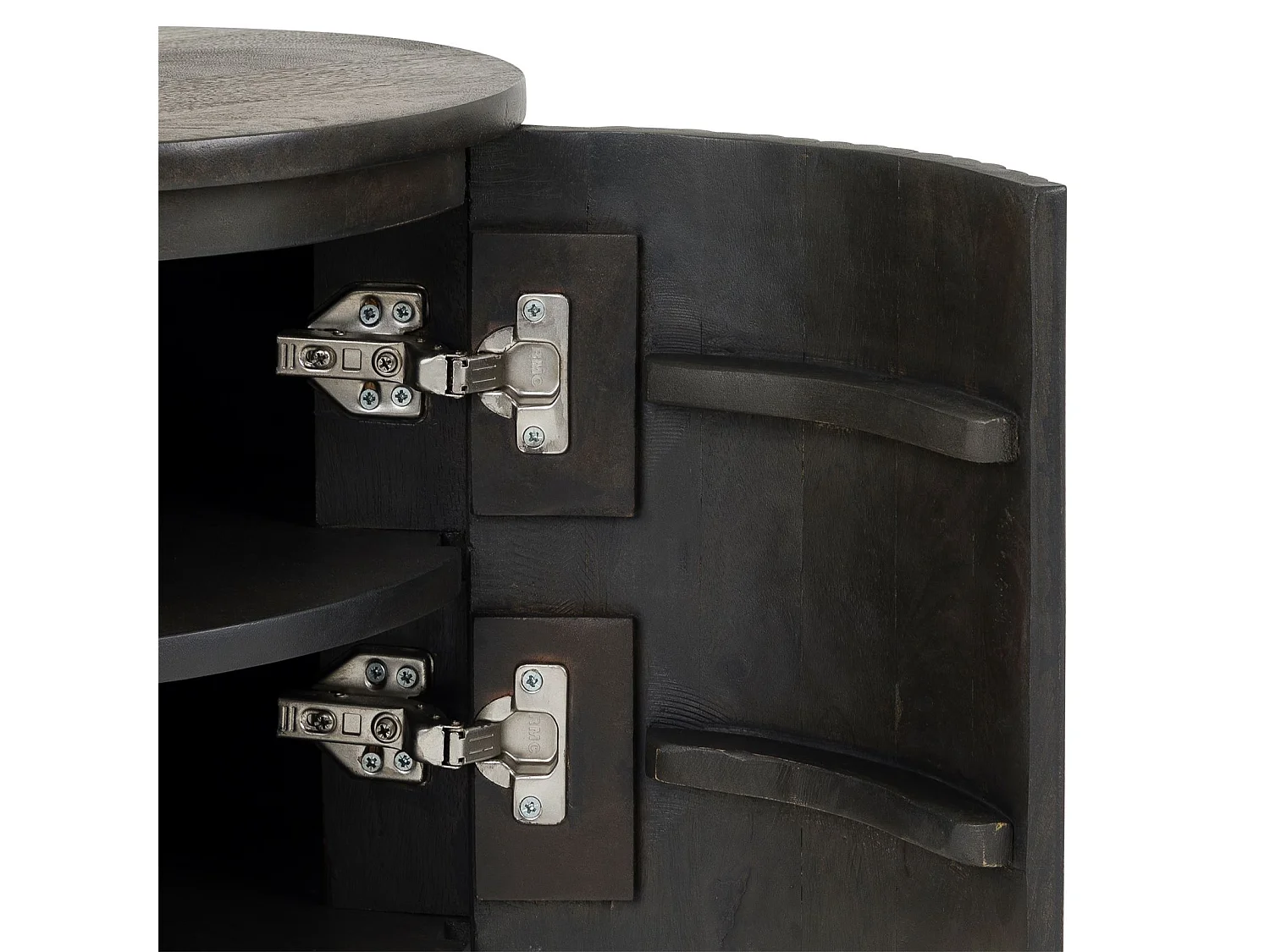 Table de Chevet FLUTED H 52 cm en Bois Massif Brun avec 1 Porte, Table de Nuit au Style Cannelé avec Rangement Pratique