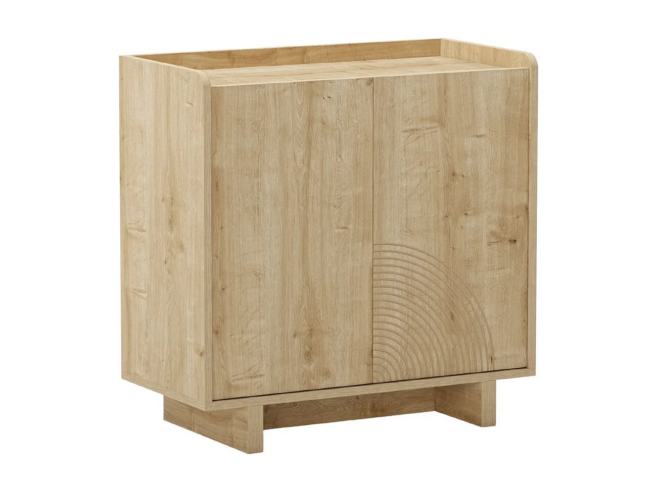 Meuble de rangement 2 portes en mélaminé imitation bois décor relief fraisé - RIAD