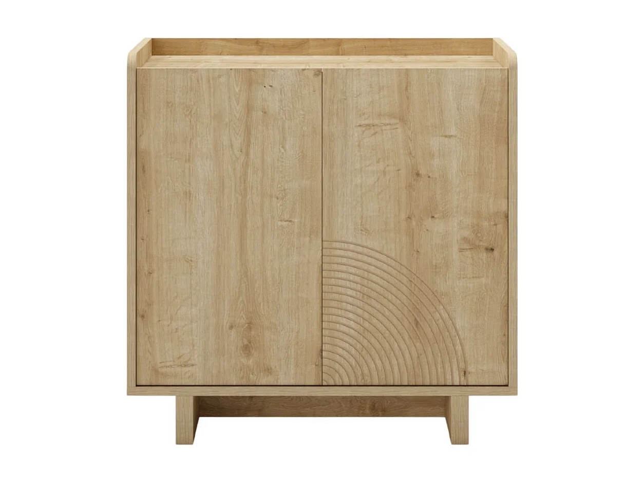 Meuble de rangement 2 portes en mélaminé imitation bois décor relief fraisé - RIAD