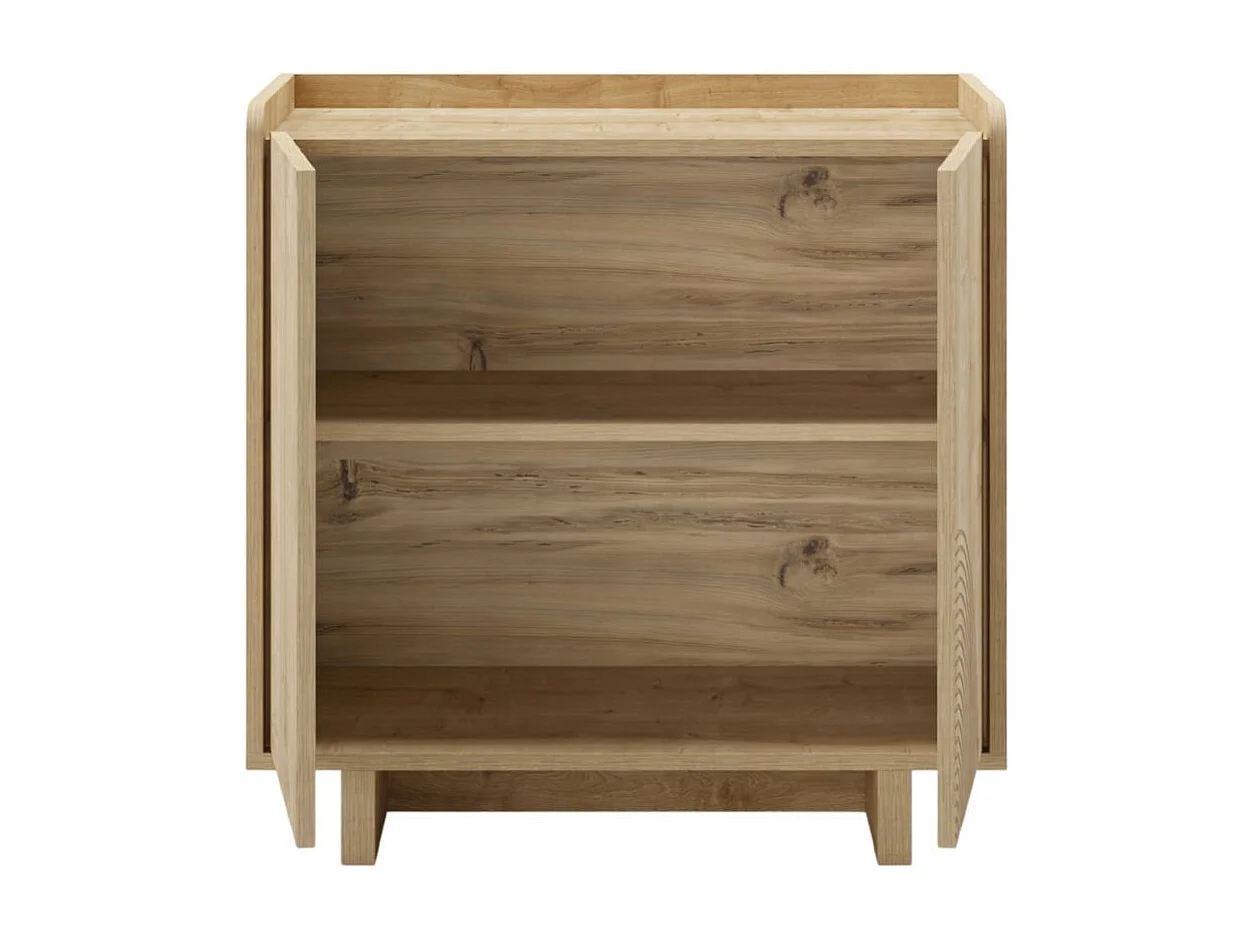 Meuble de rangement 2 portes en mélaminé imitation bois décor relief fraisé - RIAD