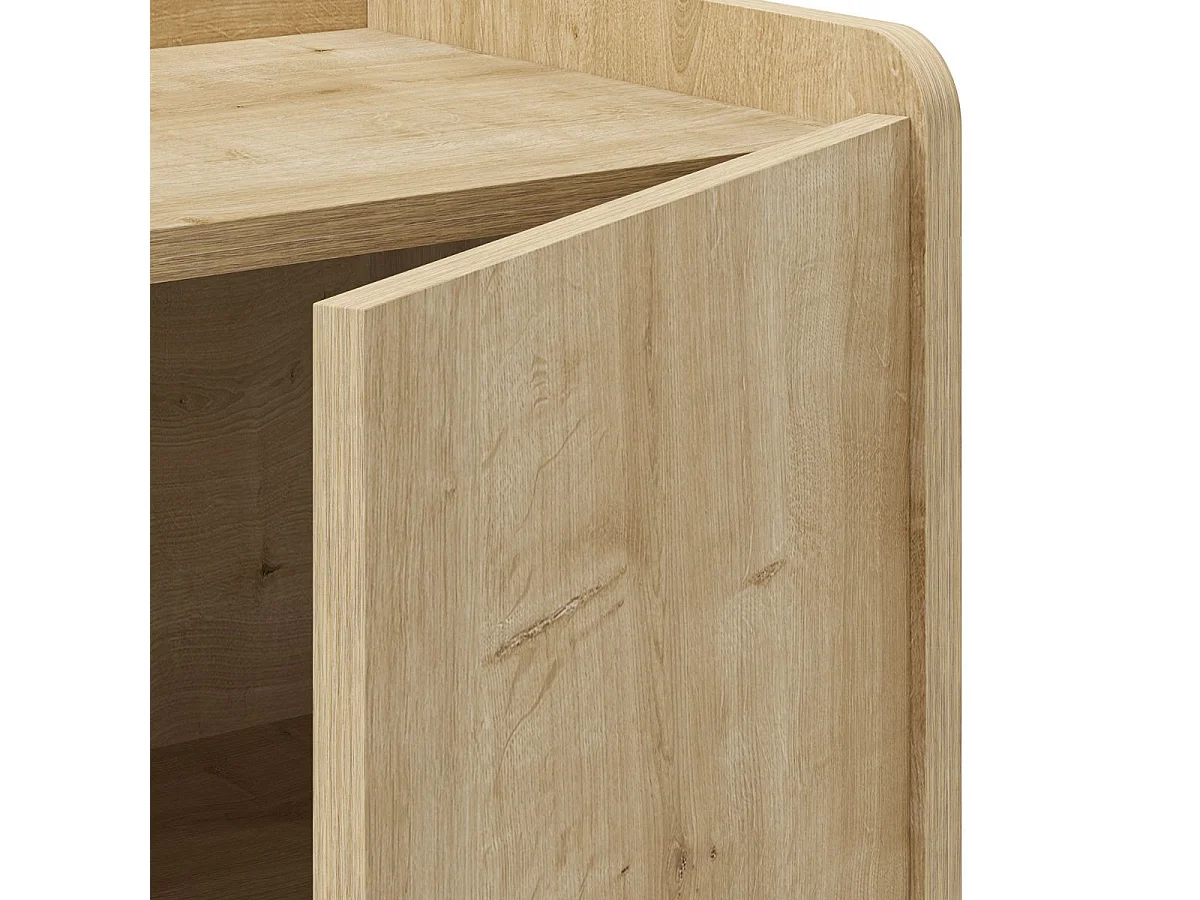 Meuble de rangement 2 portes en mélaminé imitation bois décor relief fraisé - RIAD