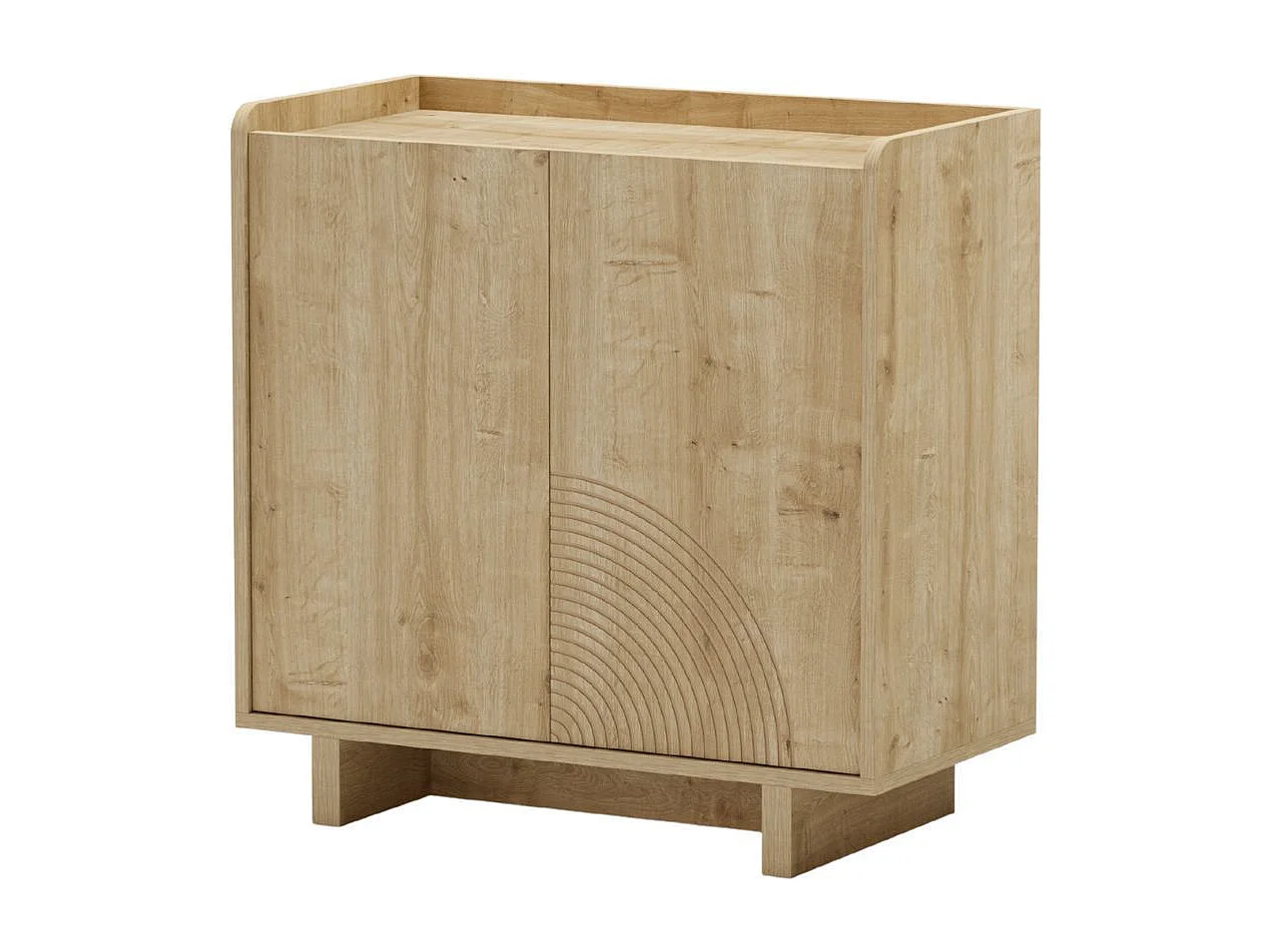 Meuble de rangement 2 portes en mélaminé imitation bois décor relief fraisé - RIAD