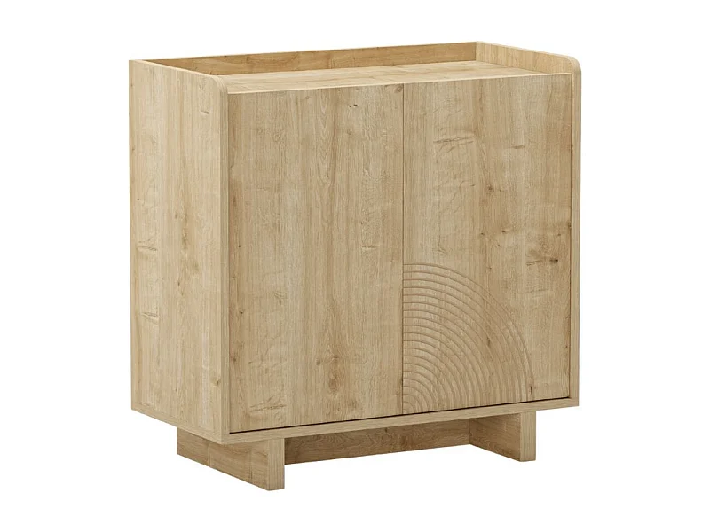 Meuble de rangement 2 portes en mélaminé imitation bois décor relief fraisé - RIAD