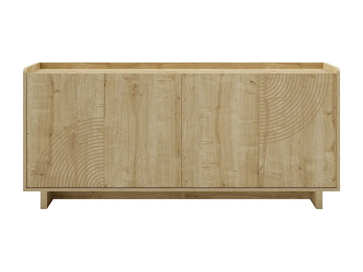 Buffet 4 portes 180cm en mélaminé imitation bois décor relief fraisé - RIAD