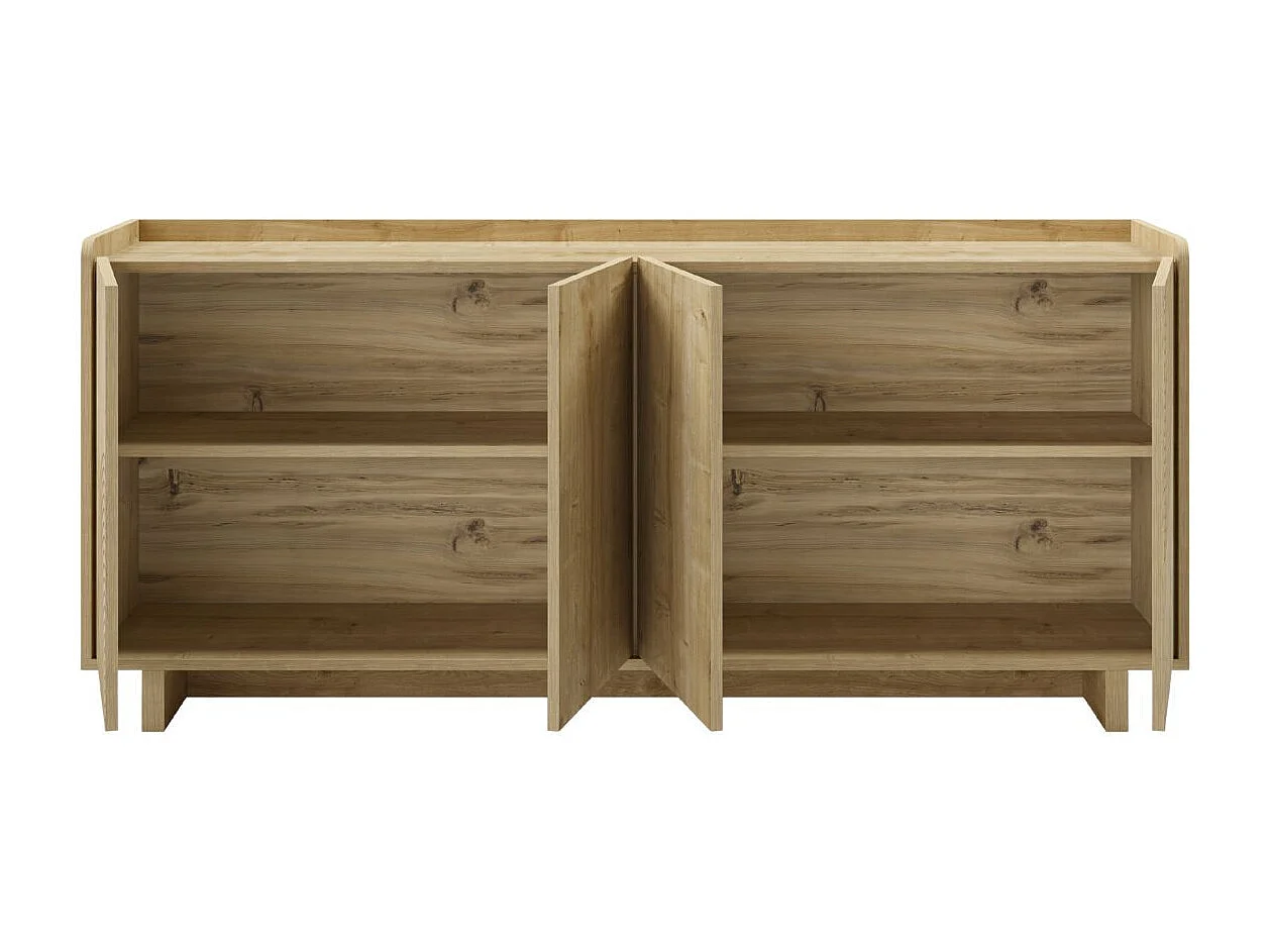 Buffet 4 portes 180cm en mélaminé imitation bois décor relief fraisé - RIAD