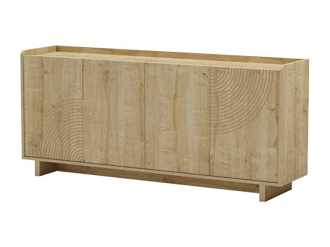 Buffet 4 portes 180cm en mélaminé imitation bois décor relief fraisé - RIAD