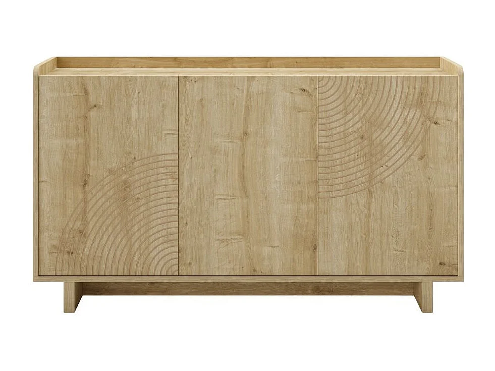 Buffet 3 portes 140cm en mélaminé imitation bois décor relief fraisé - RIAD