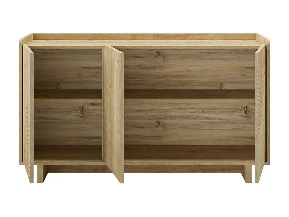 Buffet 3 portes 140cm en mélaminé imitation bois décor relief fraisé - RIAD