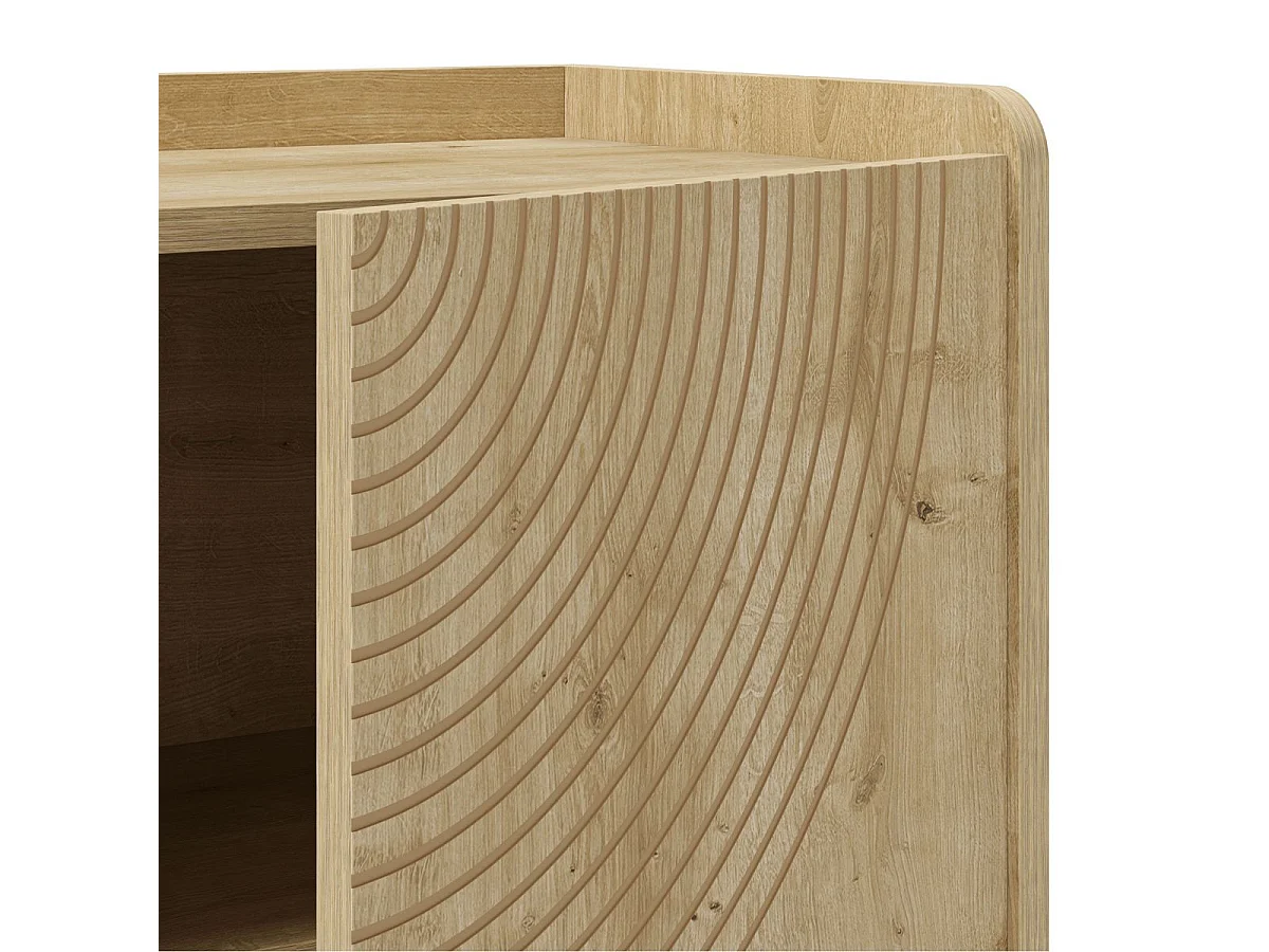 Buffet 3 portes 140cm en mélaminé imitation bois décor relief fraisé - RIAD