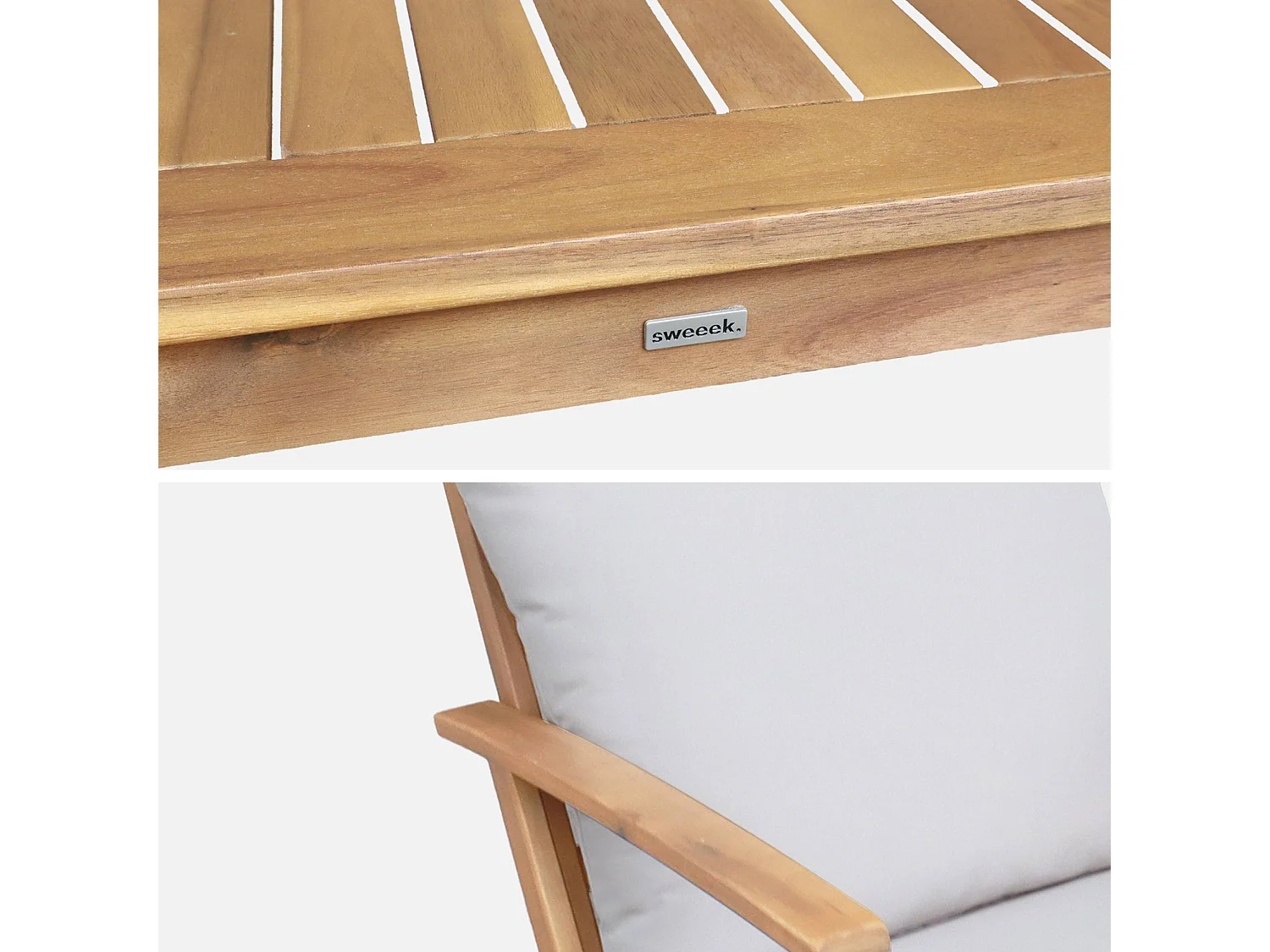 Salon de jardin bois d'acacia 2 places écru -  Fauteuils et table basse - Ushuaïa