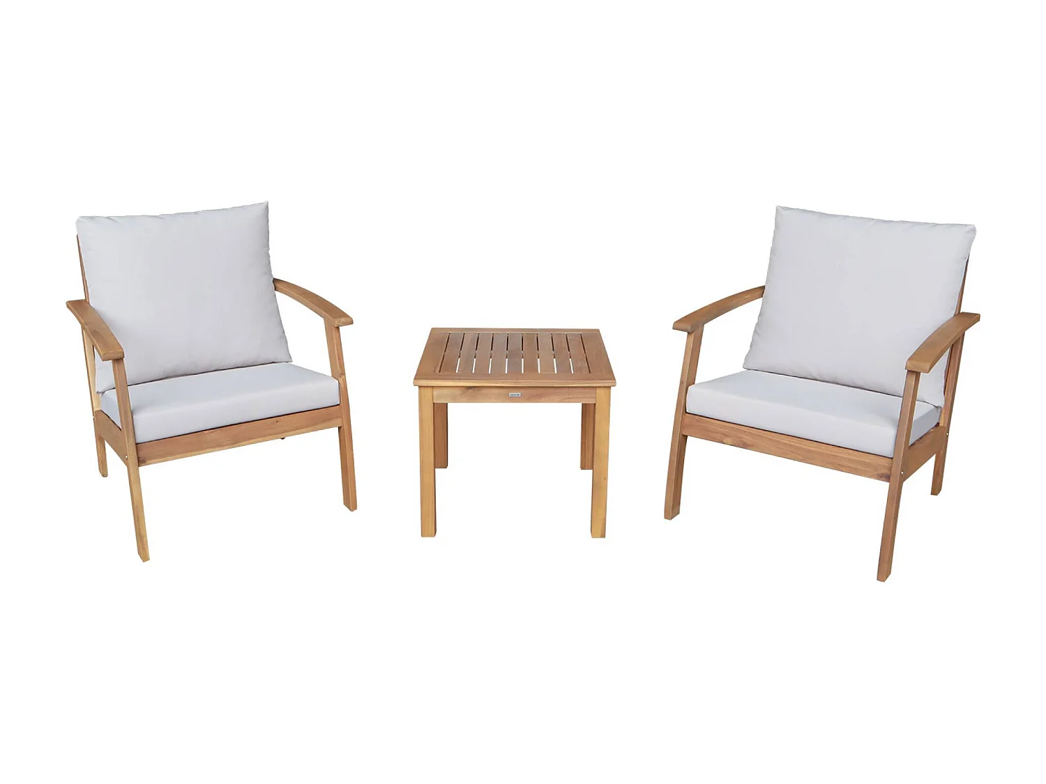 Conjunto de jardín de madera de acacia, 2 plazas crudo