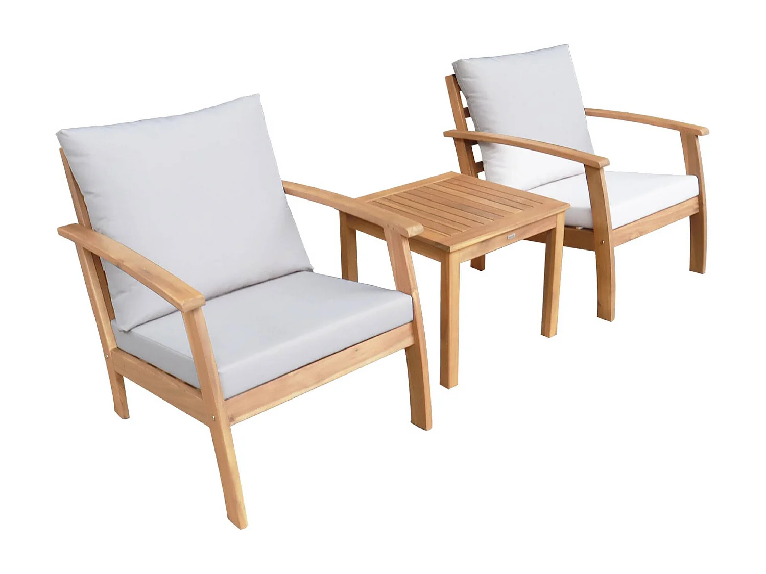 Salon de jardin bois d'acacia 2 places écru -  Fauteuils et table basse - Ushuaïa