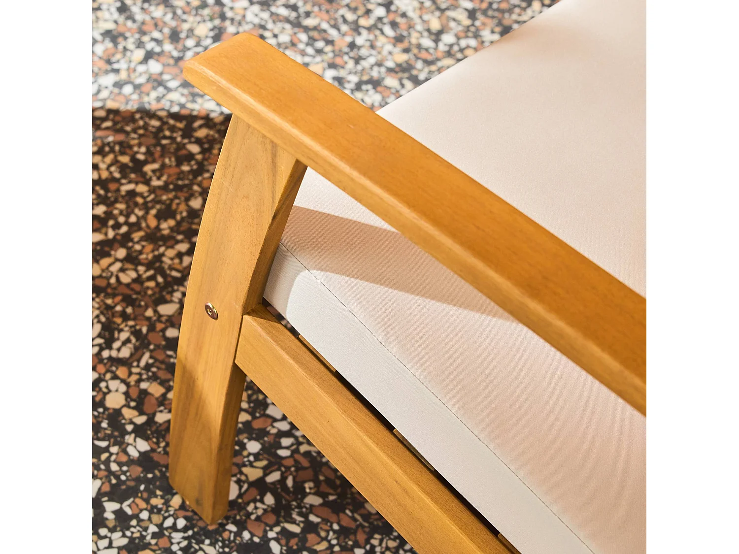 Salon de jardin bois d'acacia 2 places écru -  Fauteuils et table basse - Ushuaïa