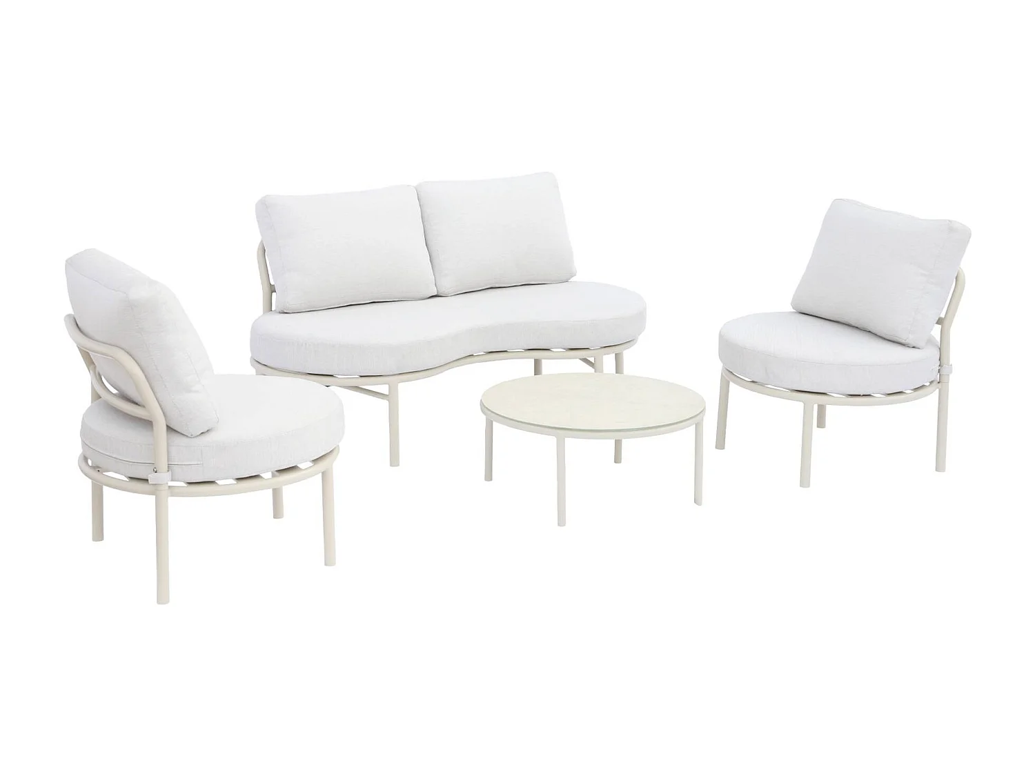 Conjunto de jardín de aluminio, 4 plazas beige