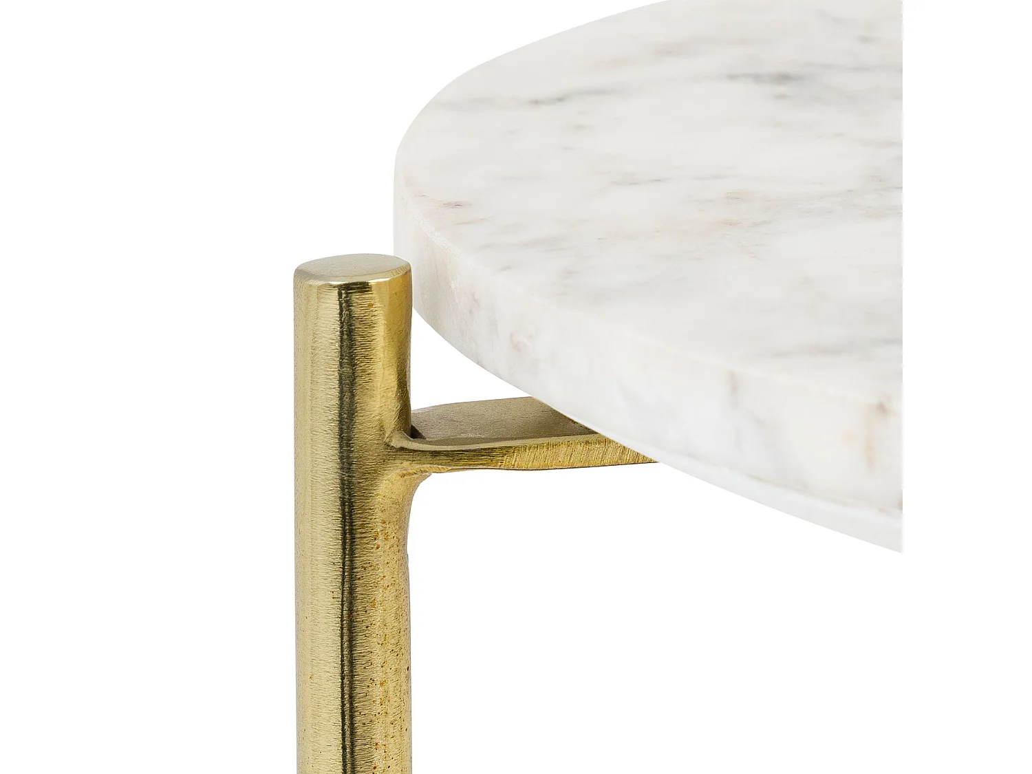 Table d'appoint CRATO H 55 cm Ronde, Plateau en Marbre Couleur Blanc, Bout de Canapé pour Salon Design Chic, Piétement en Métal