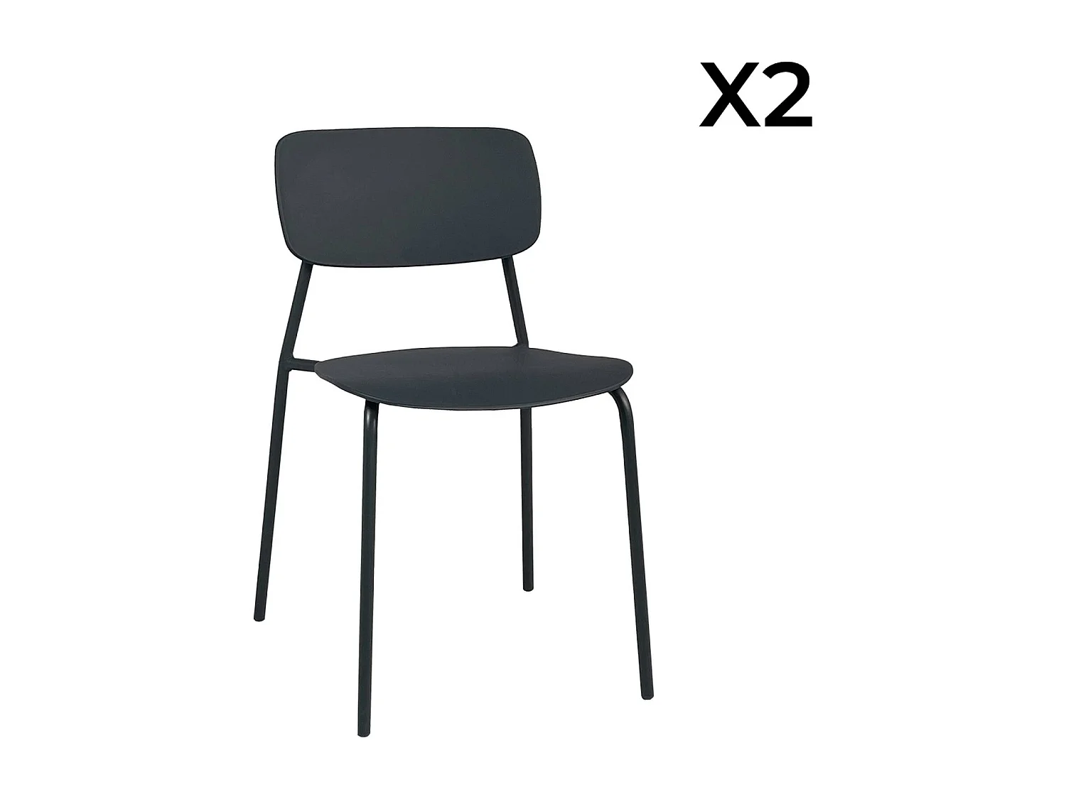 Table de jardin métal + 2 assises anthracite. Amelia + Liva 70 x 70cm