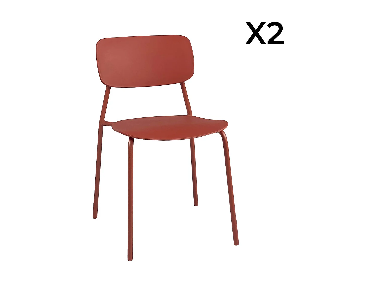 Set tavolo da giardino in metallo con 2 sedie Terracotta - 70x70x72.5 cm