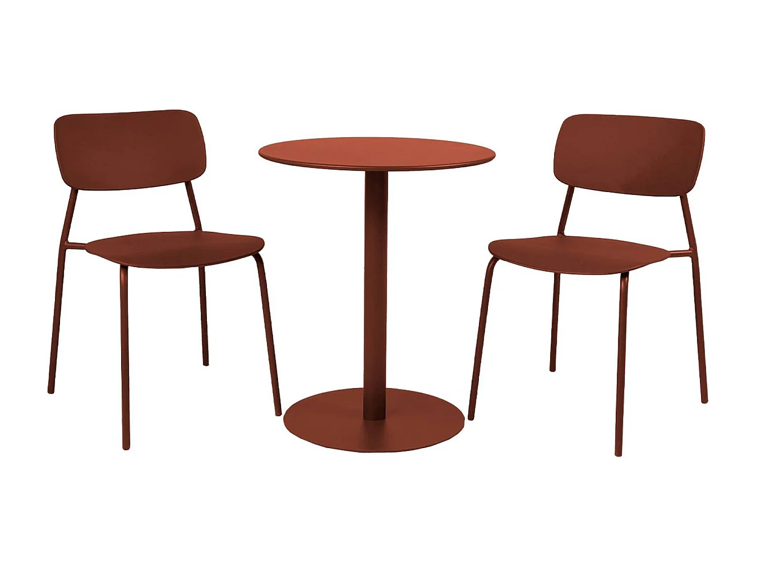 Table de jardin bistrot ronde acier + 2 assises Ø60cm terracotta - Orea + Liva