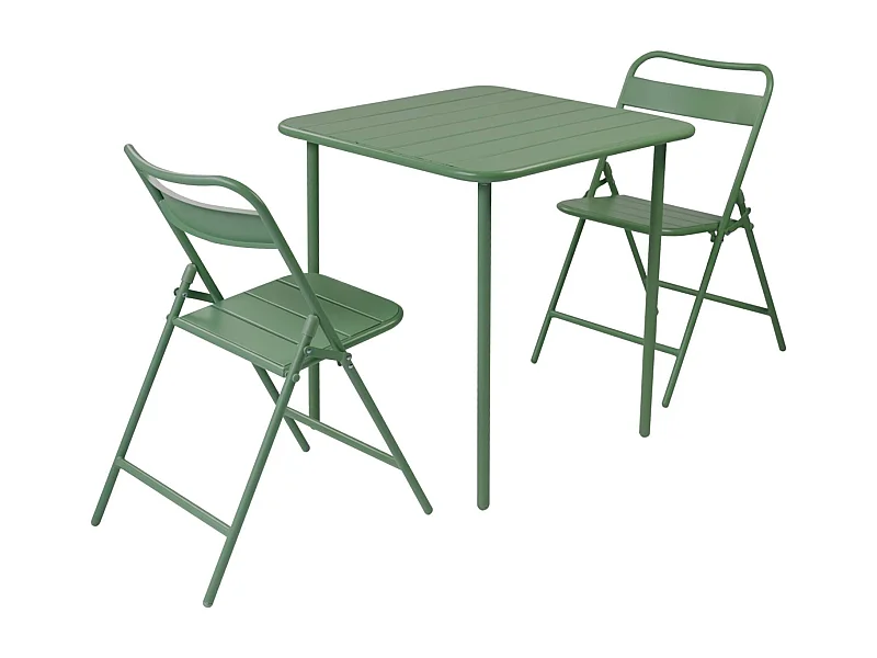 Set tavolo da giardino bistrot in metallo con 2 sedie, verde