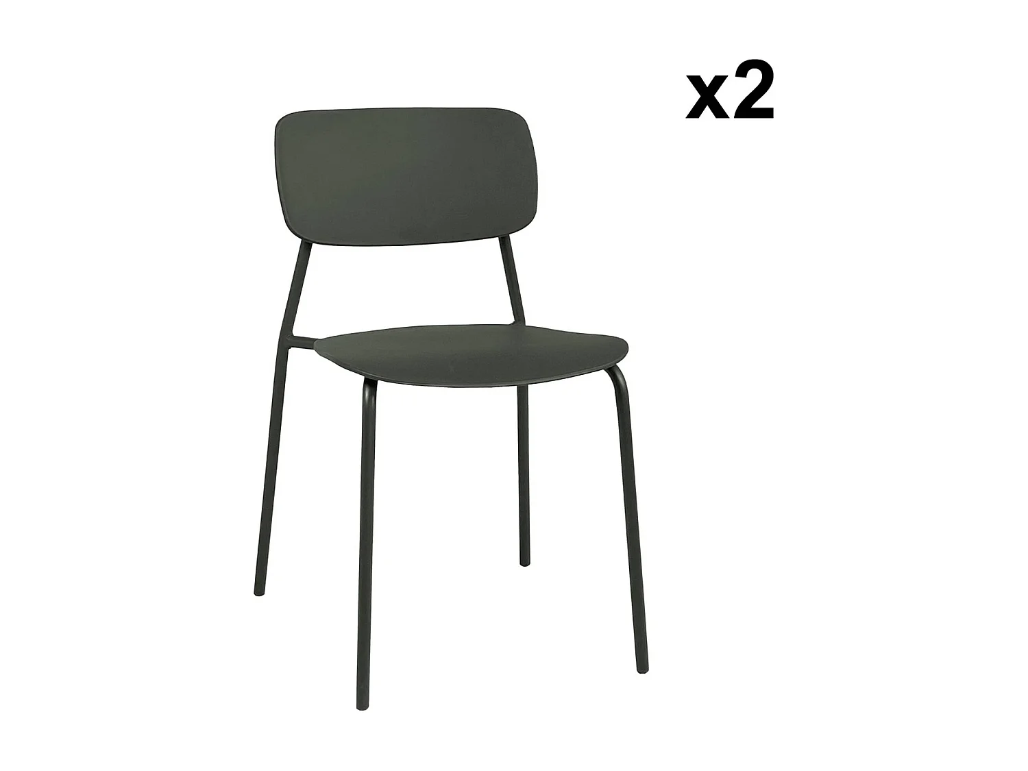 Table de jardin bistrot ronde acier + 2 assises Ø60cm kaki - Orea + Liva