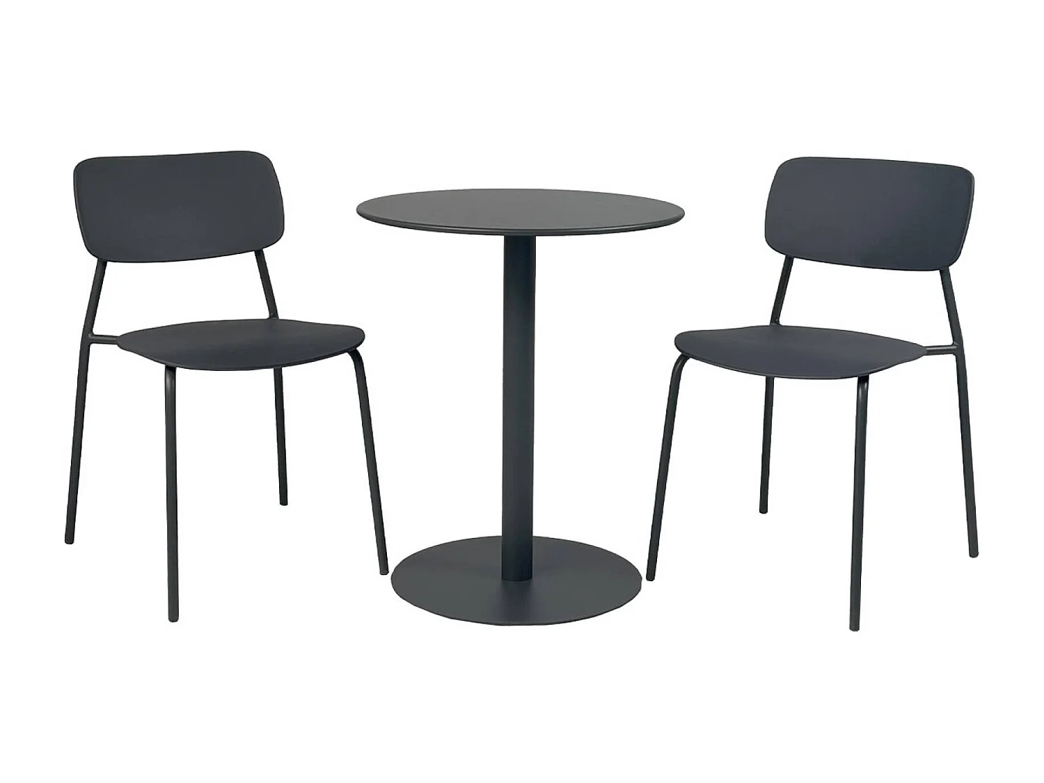 Table de jardin bistrot ronde acier + 2 assises Ø60cm anthracite - Orea + Liva