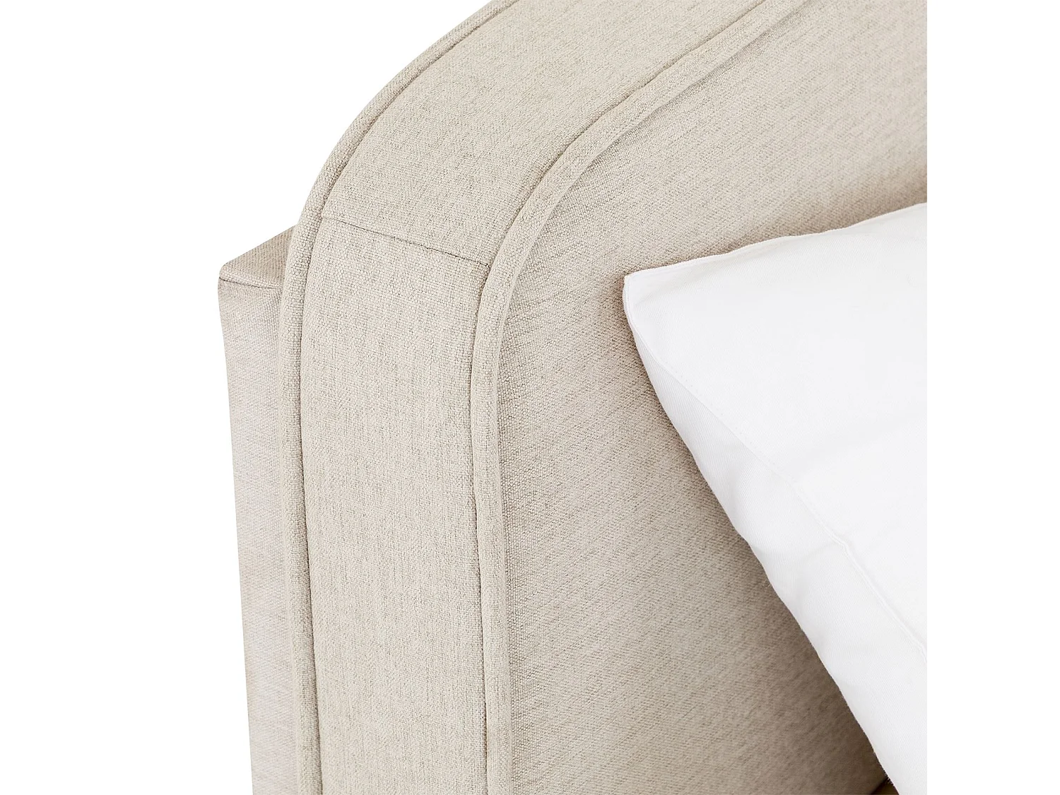 Lit Double LATINI 160x200, en Tissu Beige, Lit Queen Size 2 Personnes avec Sommier à Lattes Inclus, Tête Réglable en Hauteur