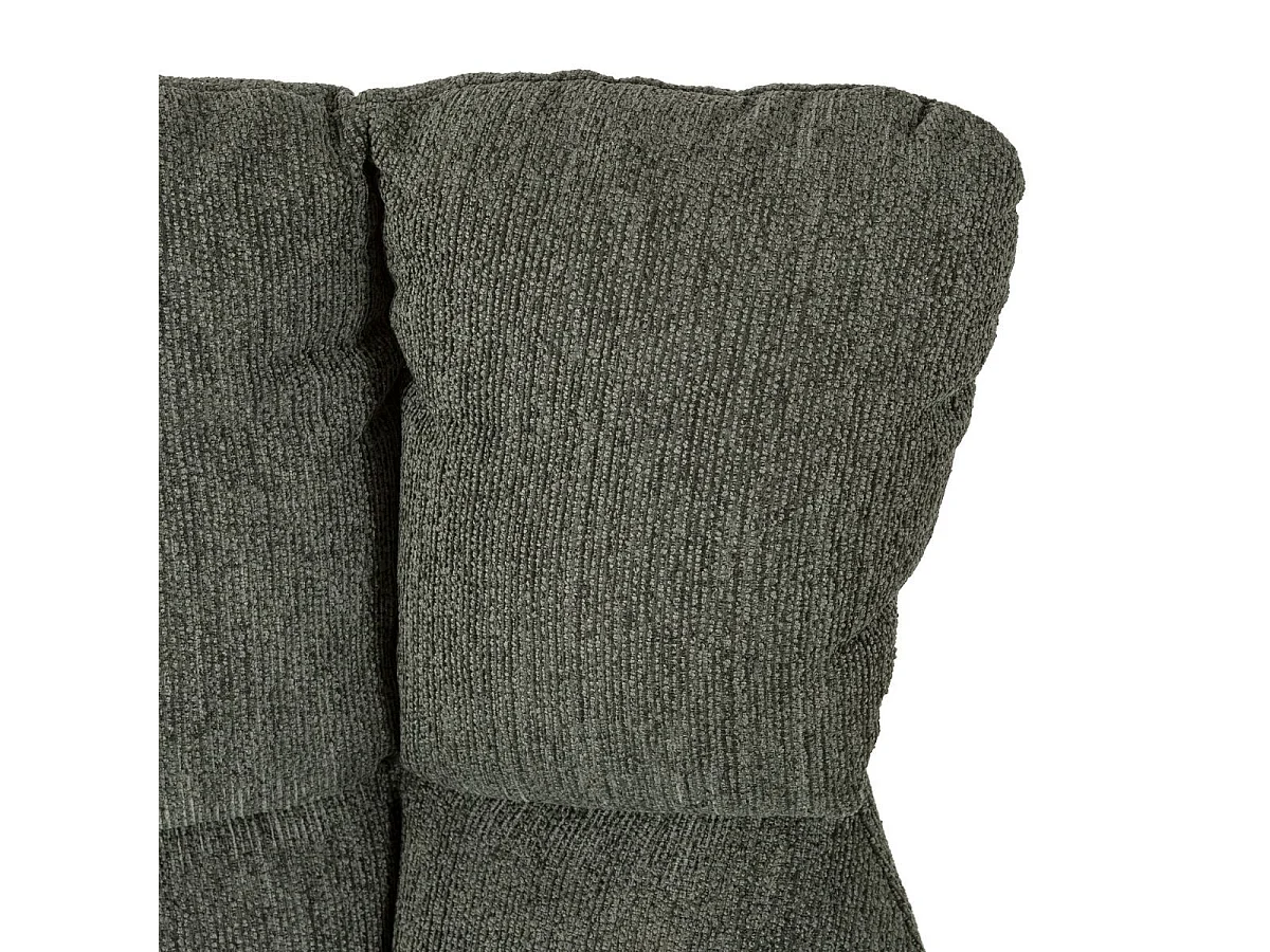 Fauteuil pivotant grand confort en tissu chenillé vert piètement métal laqué noir - LINETTE