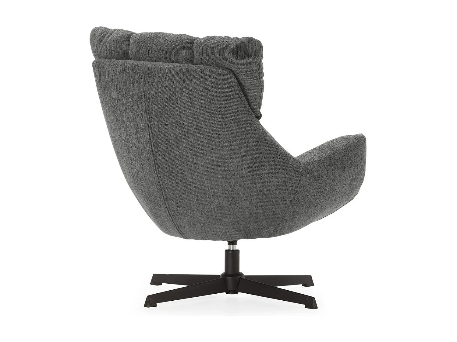 Fauteuil pivotant grand confort en tissu chenillé gris piètement métal laqué noir - LINETTE