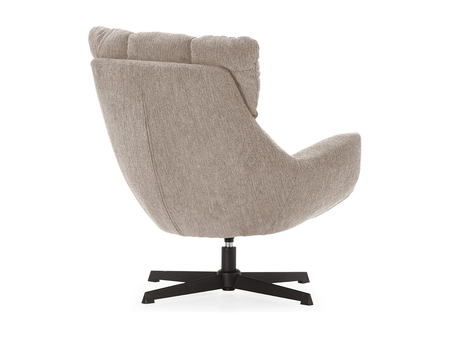 Fauteuil pivotant grand confort en tissu chenillé crème piètement métal laqué noir - LINETTE