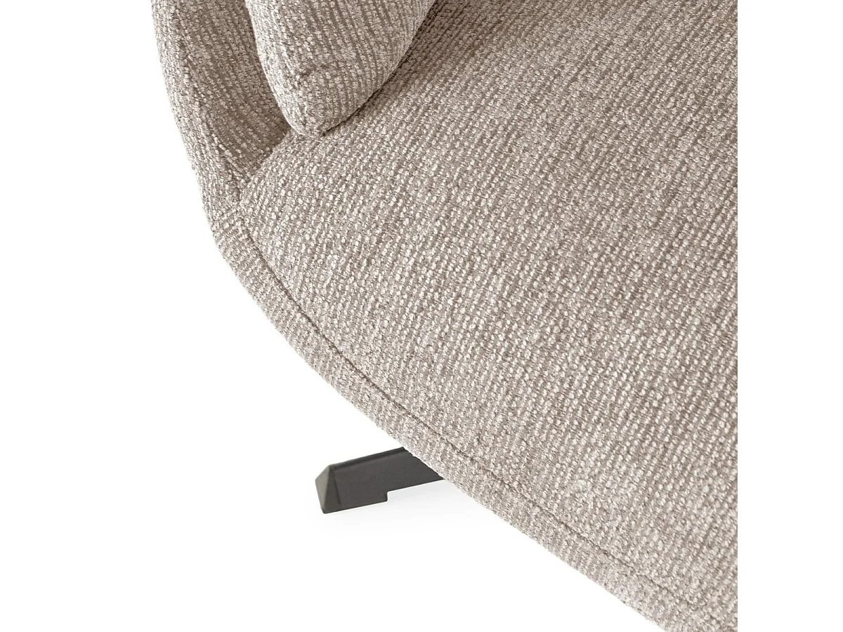 Fauteuil pivotant grand confort en tissu chenillé crème piètement métal laqué noir - LINETTE