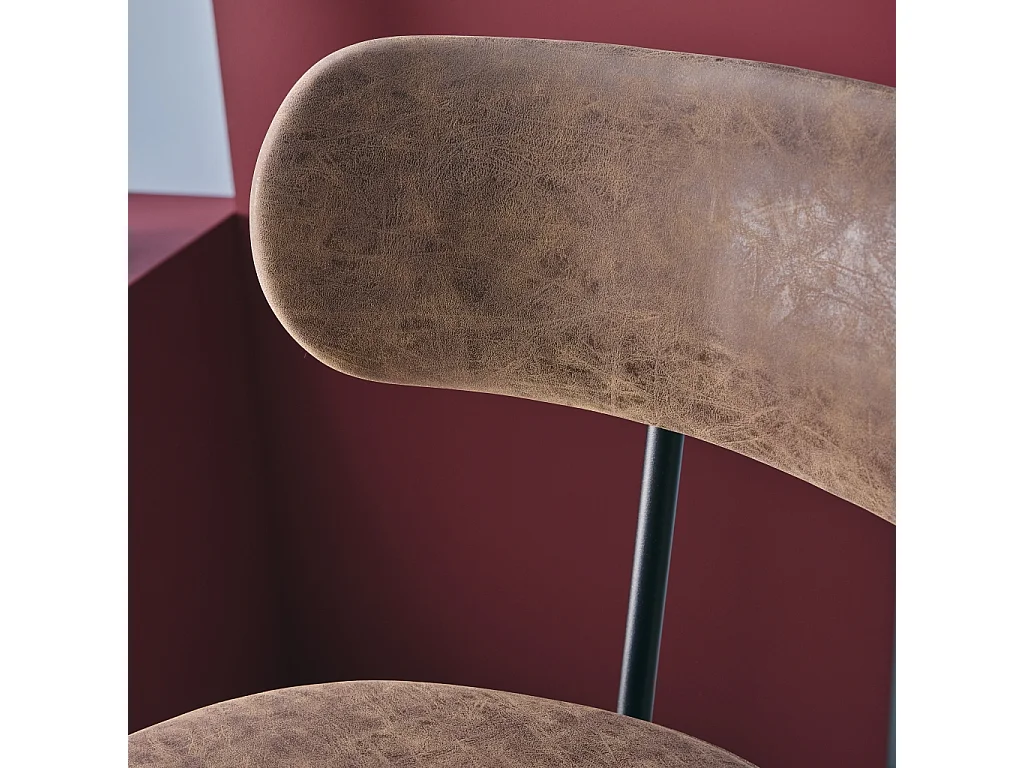 Taburete de bar asiento giratorio metal y polipiel, set de 2 marrón