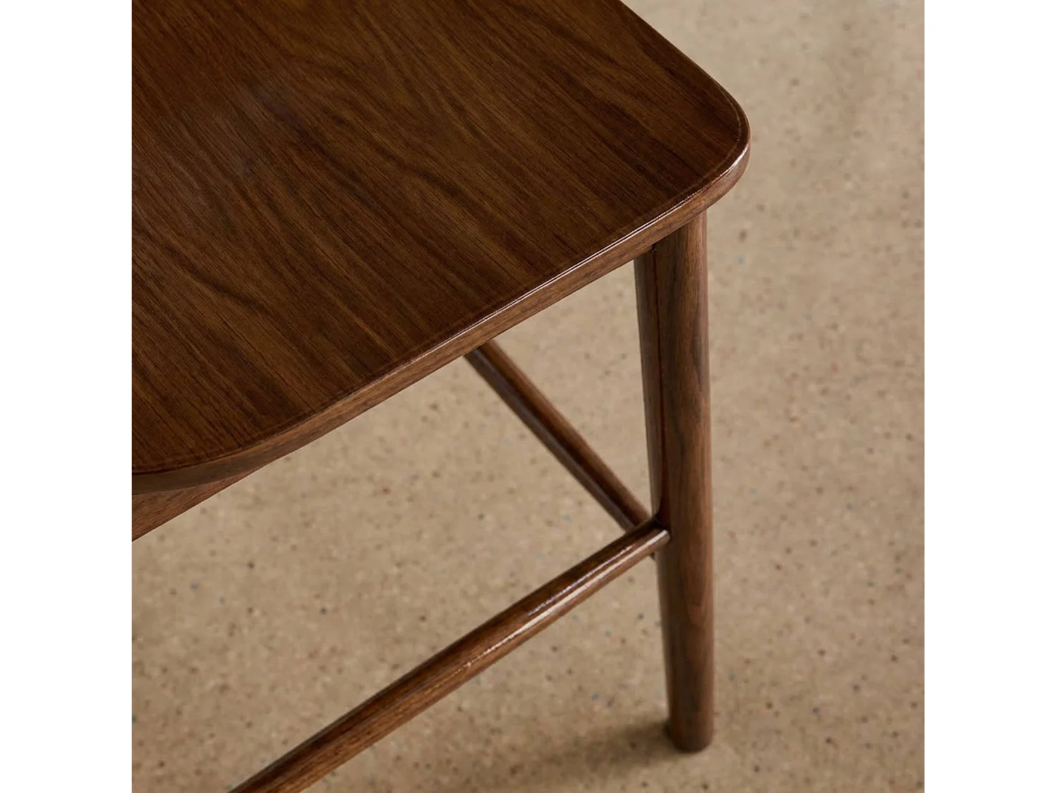 Taburete de bar con barrotes de madera de hevea, set de 2 nogal